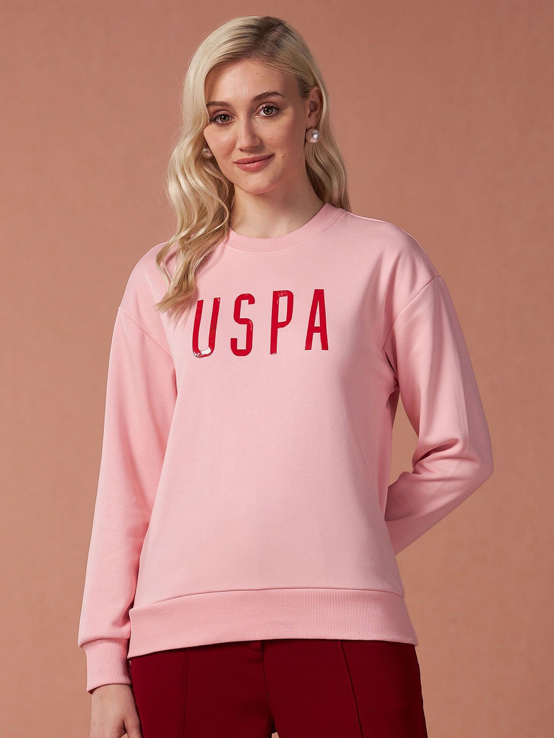 U.S. Polo Assn. Women Cotton Printed Round Neck Long Sleeves Pullover Sweatshirt, Pink
U.S. Polo Assn. Women Cotton Printed Round Neck Long Sleeves Pullover Sweatshirt, Pink