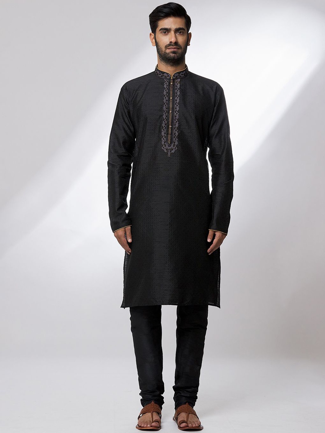 Samyukta Singhania Geometric Woven Design Thread Work Straight Kurta with Churidar, Black
Samyukta Singhania Geometric Woven Design Thread Work Straight Kurta with Churidar, Black