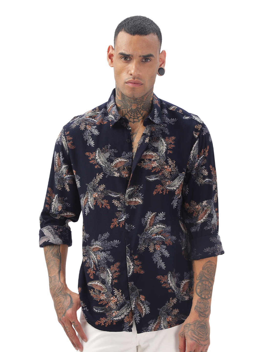 ilyzly Men Standard Spread Collar Abstract Printed Tailored Fit Casual Shirt, Navy blue
ilyzly Men Standard Spread Collar Abstract Printed Tailored Fit Casual Shirt, Navy blue