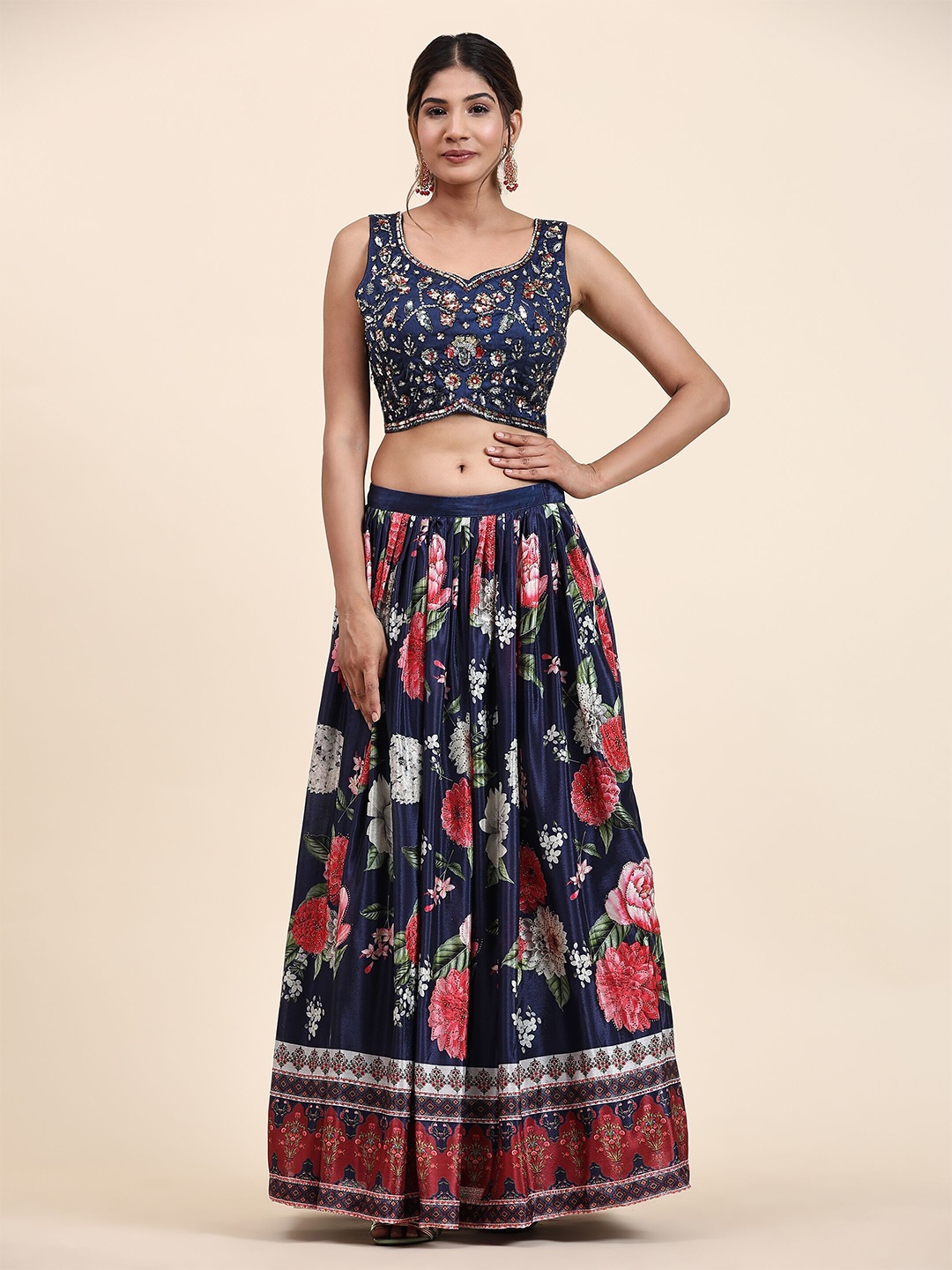 VANAKARA Floral Embroidered Sequinned Ready to Wear Lehenga & Blouse With Dupatta, Blue
VANAKARA Floral Embroidered Sequinned Ready to Wear Lehenga & Blouse With Dupatta, Blue