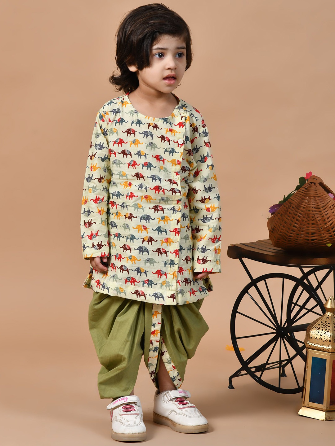 BAESD Boys Animal Printed Regular Pure Cotton Straight Kurta with Dhoti Pants, Cream
BAESD Boys Animal Printed Regular Pure Cotton Straight Kurta with Dhoti Pants, Cream