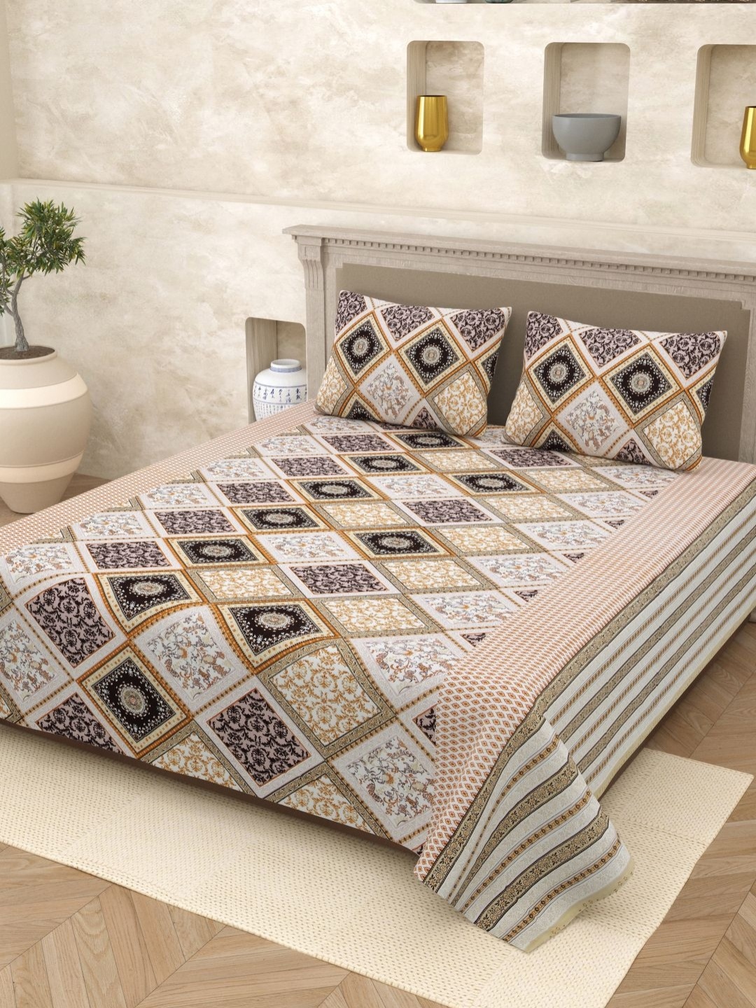 Homez Sparrow Elegant Selection 210 TC Pure Cotton Queen Bedsheet Set-2.20 m x 2.65 m, Peach
Homez Sparrow Elegant Selection 210 TC Pure Cotton Queen Bedsheet Set-2.20 m x 2.65 m, Peach