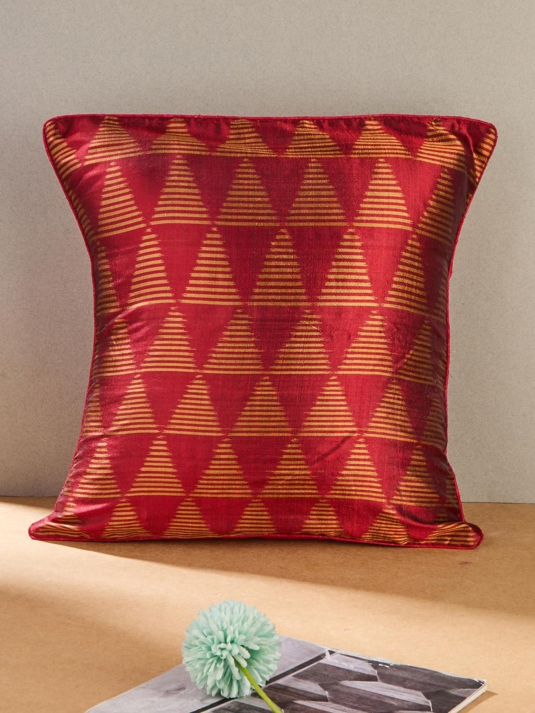 Fabindia Ikat Red & Brown Geometric Printed Woven Design Silk Square Shaped Cushion Cover
Fabindia Ikat Red & Brown Geometric Printed Woven Design Silk Square Shaped Cushion Cover