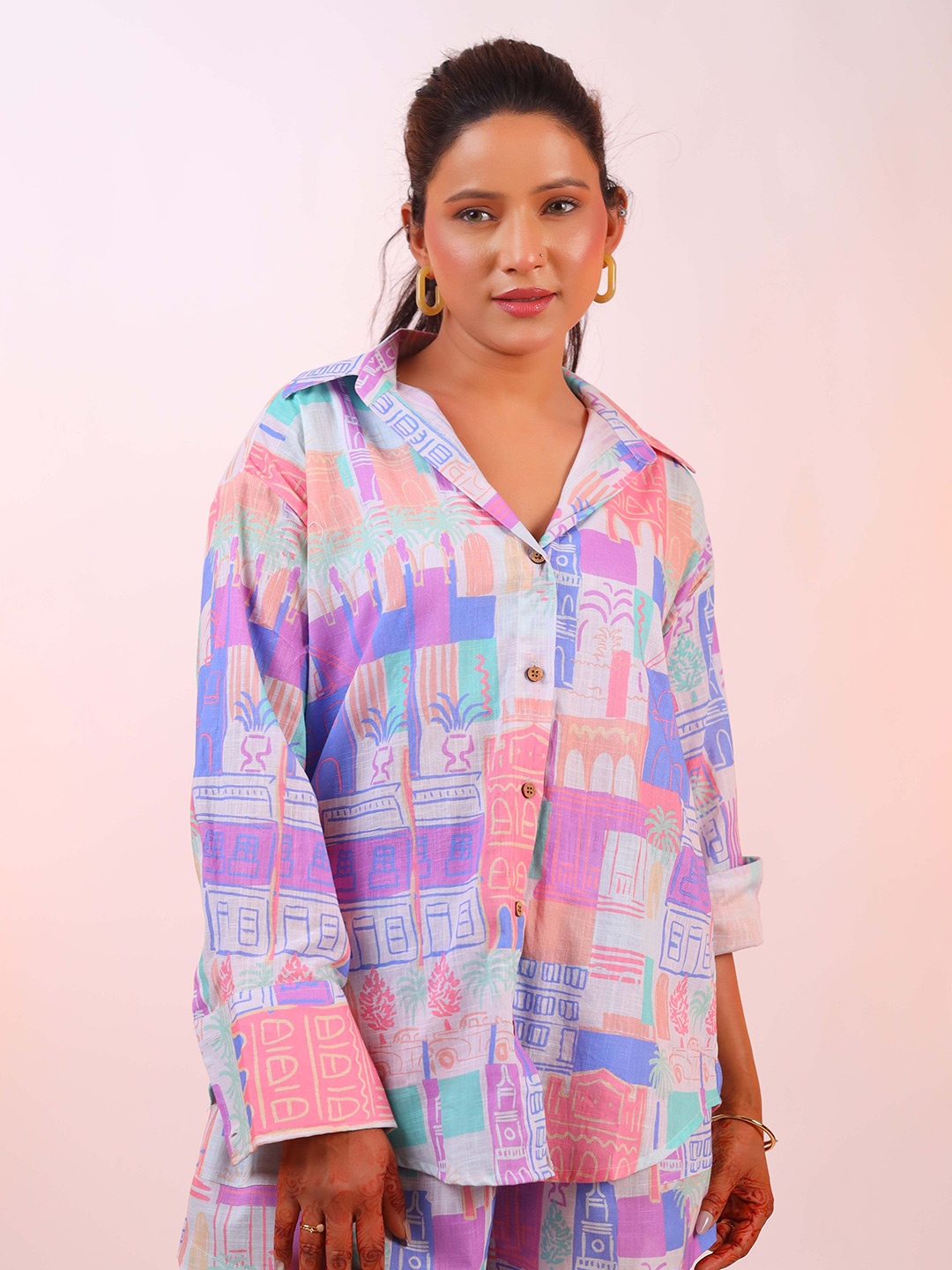 DALCHINII Women Relaxed Spread Collar Abstract Printed Cotton Oversized Casual Shirt, Blue
DALCHINII Women Relaxed Spread Collar Abstract Printed Cotton Oversized Casual Shirt, Blue