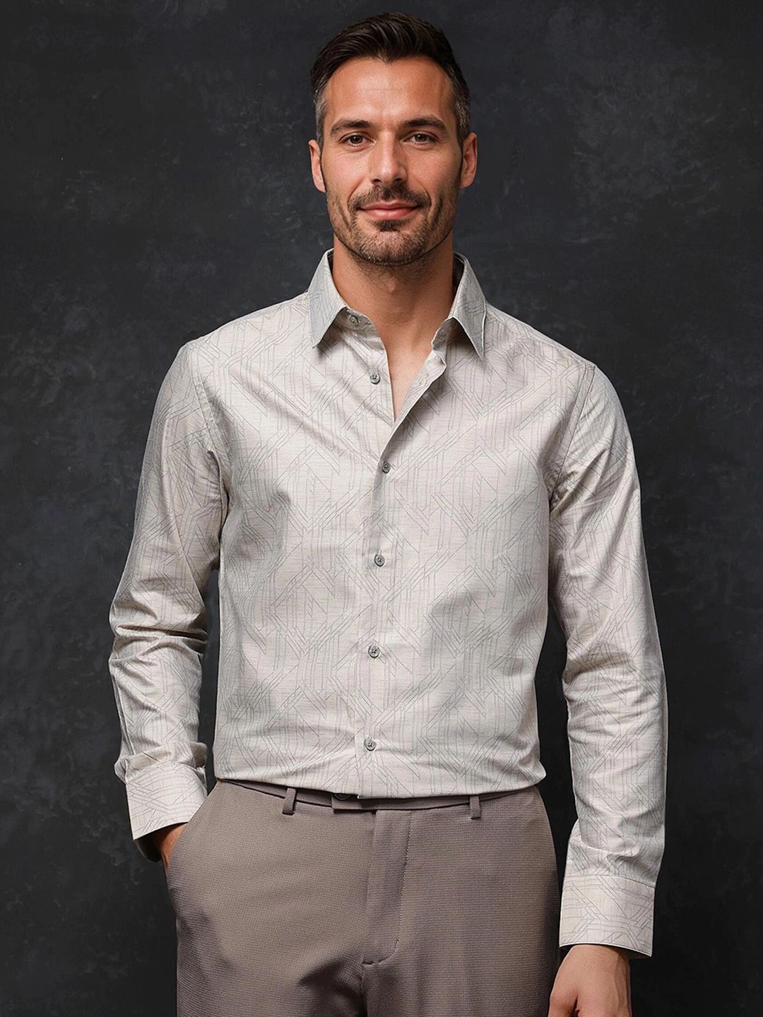 RARE RABBIT Men Comfort Spread Collar Geometric Printed Cotton Semiformal Shirt, Beige
RARE RABBIT Men Comfort Spread Collar Geometric Printed Cotton Semiformal Shirt, Beige