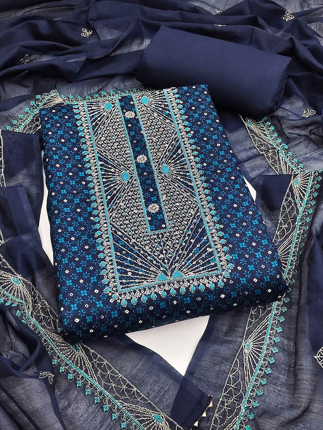 Peachmode Ethnic Motifs Printed Sequinned Satin Unstitched Dress Material, Navy blue
Peachmode Ethnic Motifs Printed Sequinned Satin Unstitched Dress Material, Navy blue