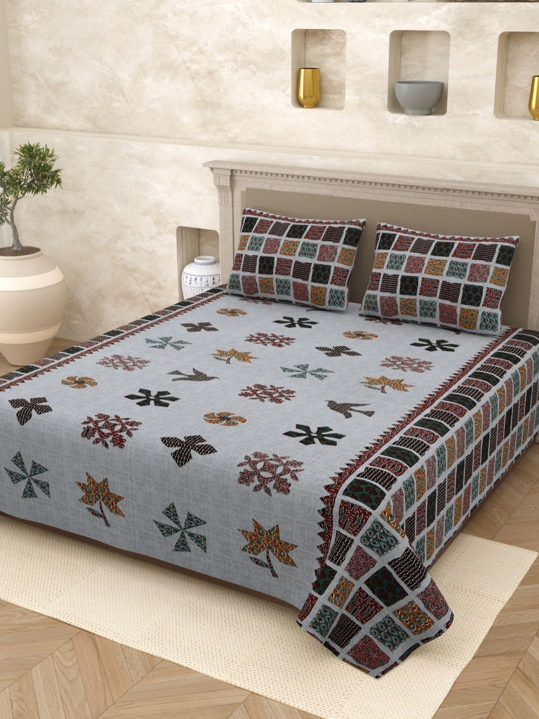 Homez Sparrow Elegant Selection 210 TC Pure Cotton Queen Bedsheet Set- 2.20 m x 2.65 m, Grey
Homez Sparrow Elegant Selection 210 TC Pure Cotton Queen Bedsheet Set- 2.20 m x 2.65 m, Grey