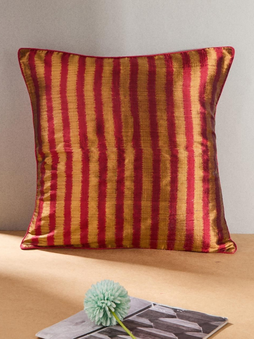 Fabindia Ikat Red & Yellow Striped Printed Woven Design Square Shaped Silk Cushion Cover
Fabindia Ikat Red & Yellow Striped Printed Woven Design Square Shaped Silk Cushion Cover