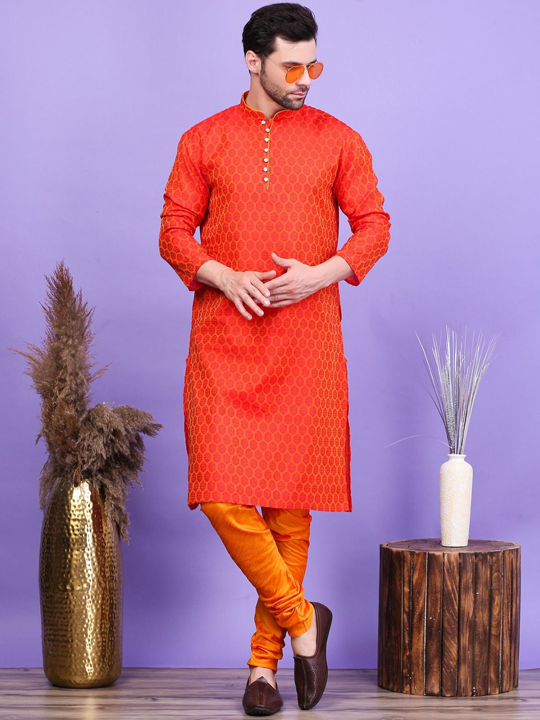 Sydney Heights Ethnic Motifs Woven Design Jacquard Weave Straight Kurta with Churidar, Orange
Sydney Heights Ethnic Motifs Woven Design Jacquard Weave Straight Kurta with Churidar, Orange