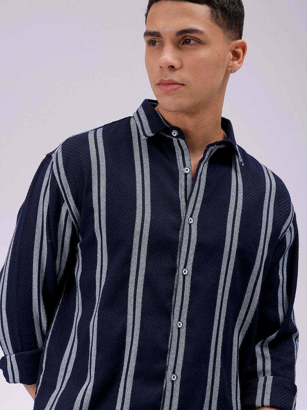 The Indian Garage Co Men Relaxed Fit Striped Dobby Textured Resortwear Shirt, Navy blue
The Indian Garage Co Men Relaxed Fit Striped Dobby Textured Resortwear Shirt, Navy blue