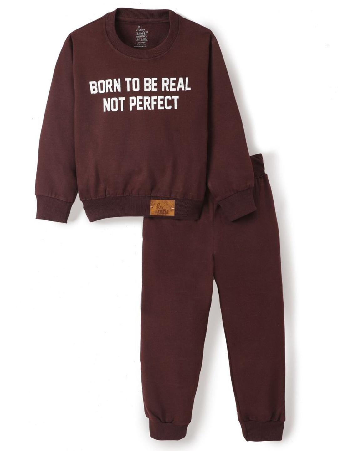 FUNKRAFTS Kids Typographic Printed Pure Cotton Sweatshirt with Joggers, Maroon
FUNKRAFTS Kids Typographic Printed Pure Cotton Sweatshirt with Joggers, Maroon