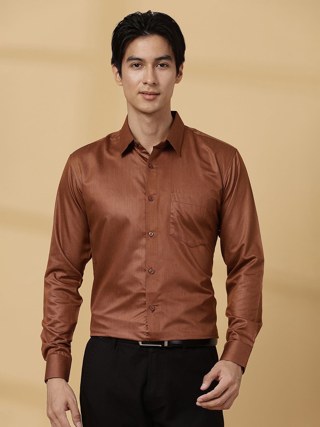 Majestic Man Men Modern Spread Collar Solid Poly Silk Slim Fit Formal Shirt, Brown
Majestic Man Men Modern Spread Collar Solid Poly Silk Slim Fit Formal Shirt, Brown