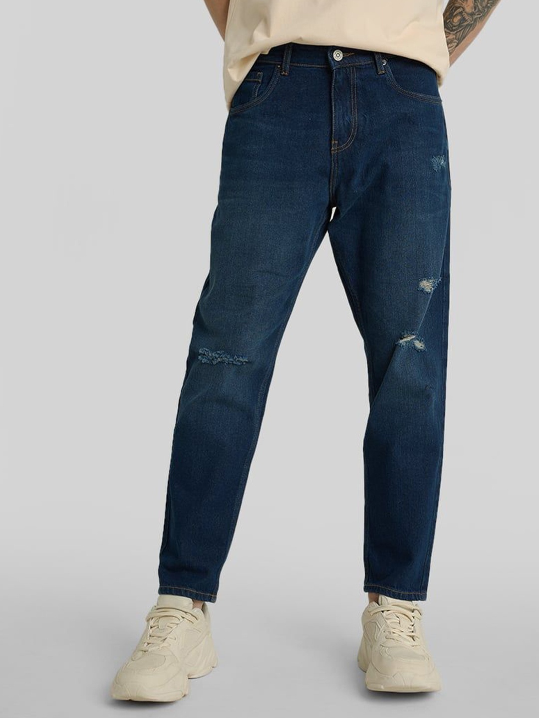 Snitch Men Comfort Relaxed Fit Mildly Distressed Light Fade Stretchable Jeans, Navy blue
Snitch Men Comfort Relaxed Fit Mildly Distressed Light Fade Stretchable Jeans, Navy blue