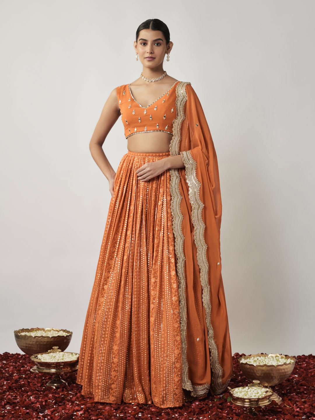 Renee Label Embroidered Beads and Stones Ready to Wear Lehenga & Blouse With Dupatta, Orange
Renee Label Embroidered Beads and Stones Ready to Wear Lehenga & Blouse With Dupatta, Orange