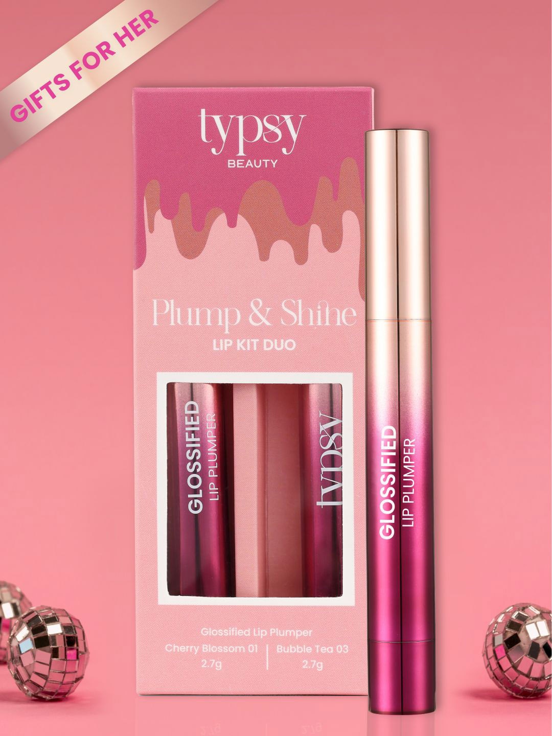 Typsy Beauty Plump & Shine Lip Kit Duo 2.7g Each - Cherry Blossom & Bubble Tea, Pink
Typsy Beauty Plump & Shine Lip Kit Duo 2.7g Each - Cherry Blossom & Bubble Tea, Pink