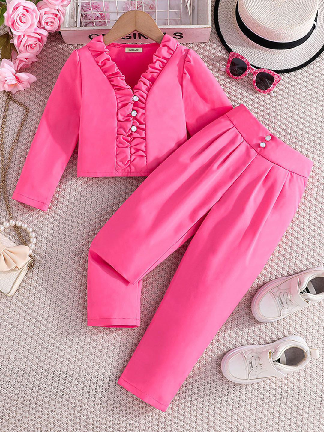 INCLUD Girls Ruffled Top with Trousers, Pink
INCLUD Girls Ruffled Top with Trousers, Pink