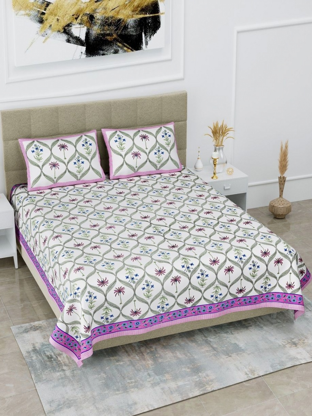 HOMELINE Purple & White Ethnic Motifs Pure Cotton 180 TC King Bedsheet Set 2.54 x 2.74Mts
HOMELINE Purple & White Ethnic Motifs Pure Cotton 180 TC King Bedsheet Set 2.54 x 2.74Mts