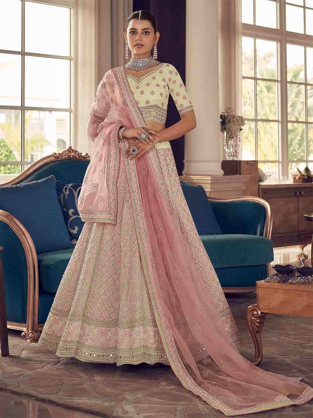 ODETTE Embroidered Beads and Stones Semi-Stitched Lehenga & Blouse With Dupatta, White
ODETTE Embroidered Beads and Stones Semi-Stitched Lehenga & Blouse With Dupatta, White