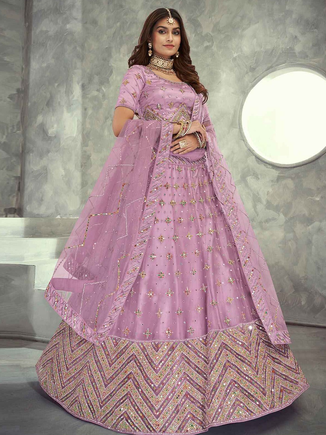 ODETTE Embroidered Sequinned Net Semi-Stitched Lehenga & Blouse With Dupatta, Mauve
ODETTE Embroidered Sequinned Net Semi-Stitched Lehenga & Blouse With Dupatta, Mauve