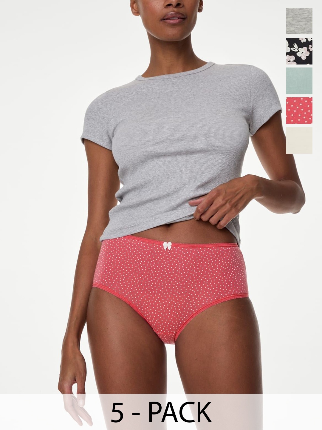 Marks & Spencer Women Pack Of 5 Floral Printed Cotton Mid-Rise Basic Briefs, Pink
Marks & Spencer Women Pack Of 5 Floral Printed Cotton Mid-Rise Basic Briefs, Pink