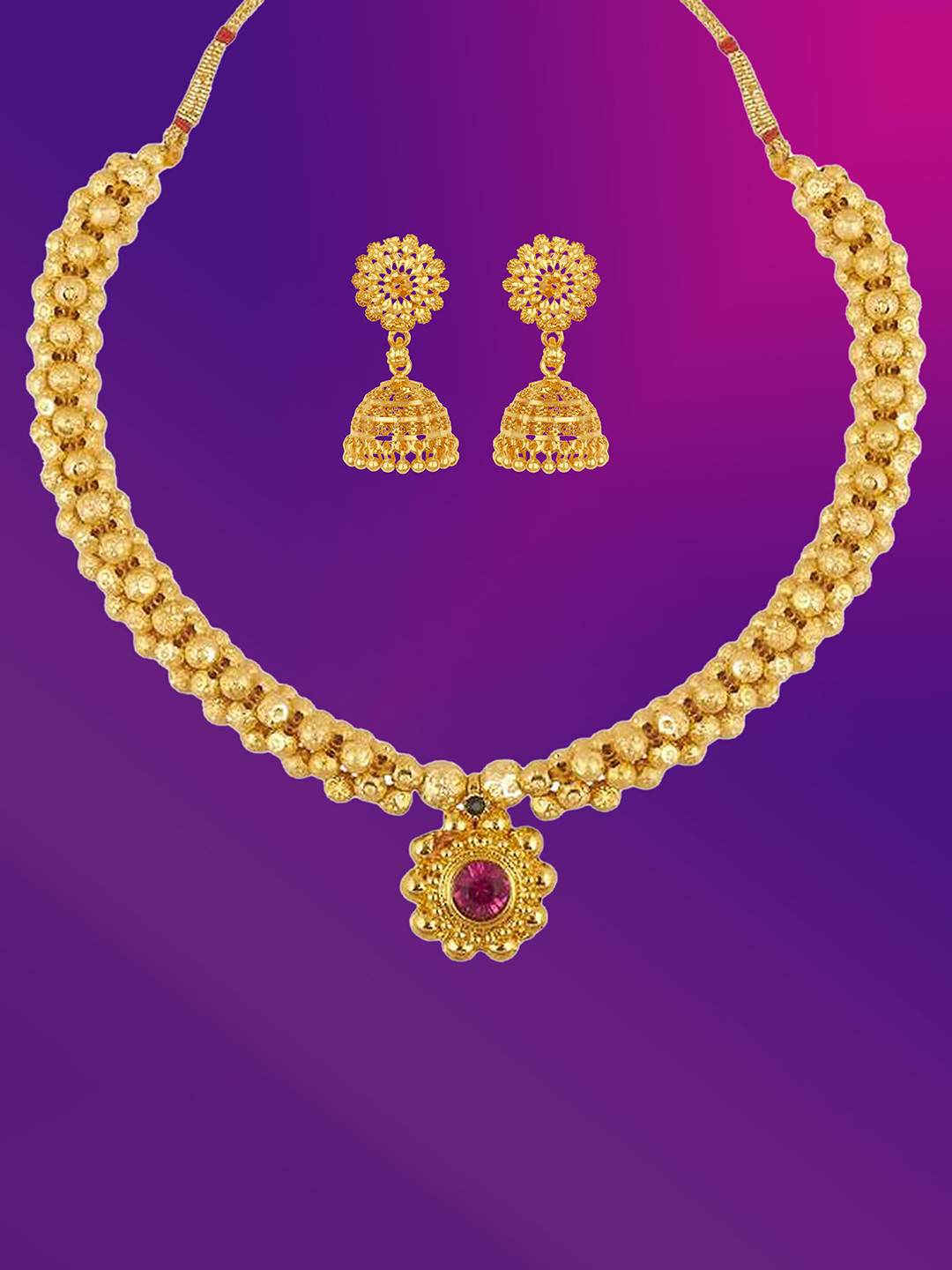 Lila Gold Plated Stones Studded Jewellery Set
Lila Gold Plated Stones Studded Jewellery Set