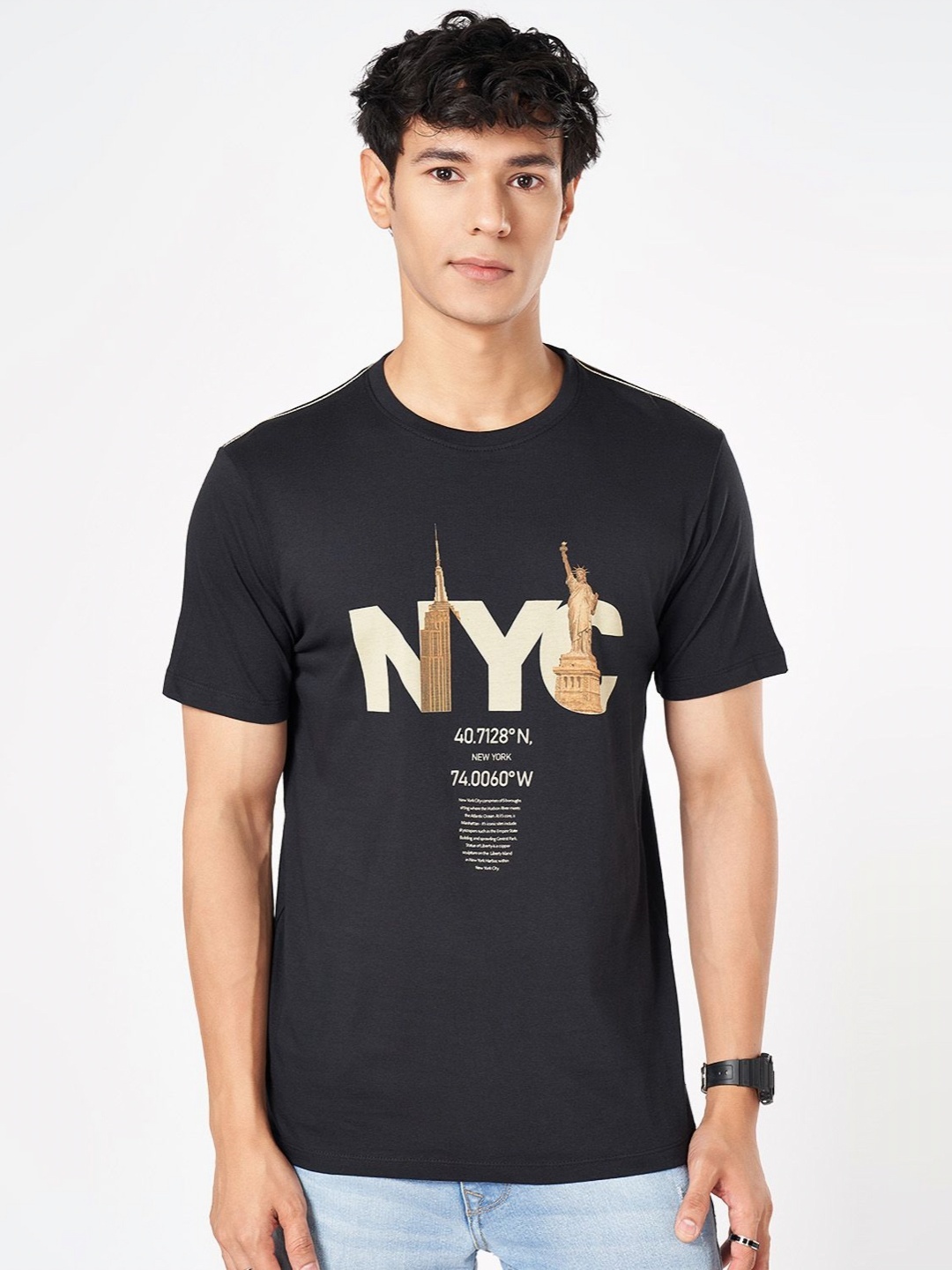 SF JEANS by Pantaloons Men Typography Printed Round Neck Cotton Slim Fit T-shirt, Black
SF JEANS by Pantaloons Men Typography Printed Round Neck Cotton Slim Fit T-shirt, Black
