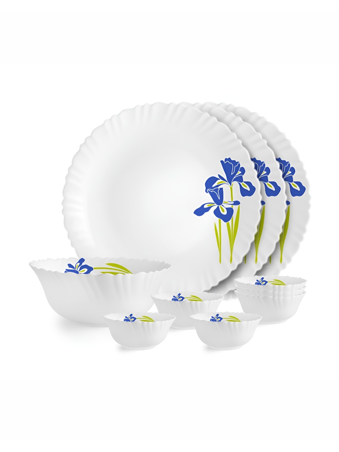 Cello Dazzle White and Blue 10 Pieces Opalware Floral Printed Microwave Safe Dinner Set
Cello Dazzle White and Blue 10 Pieces Opalware Floral Printed Microwave Safe Dinner Set