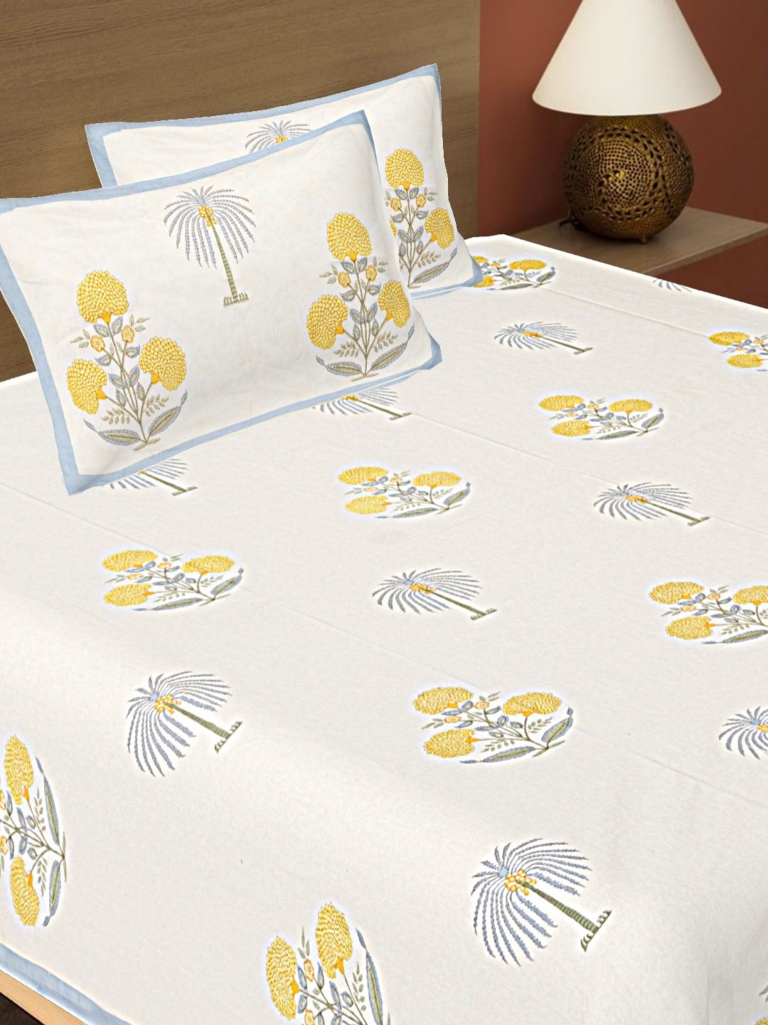 VANI E Yellow & White Floral Pure Cotton 240 TC Double King Bedsheet Set-2.54 m x 2.74 m
VANI E Yellow & White Floral Pure Cotton 240 TC Double King Bedsheet Set-2.54 m x 2.74 m