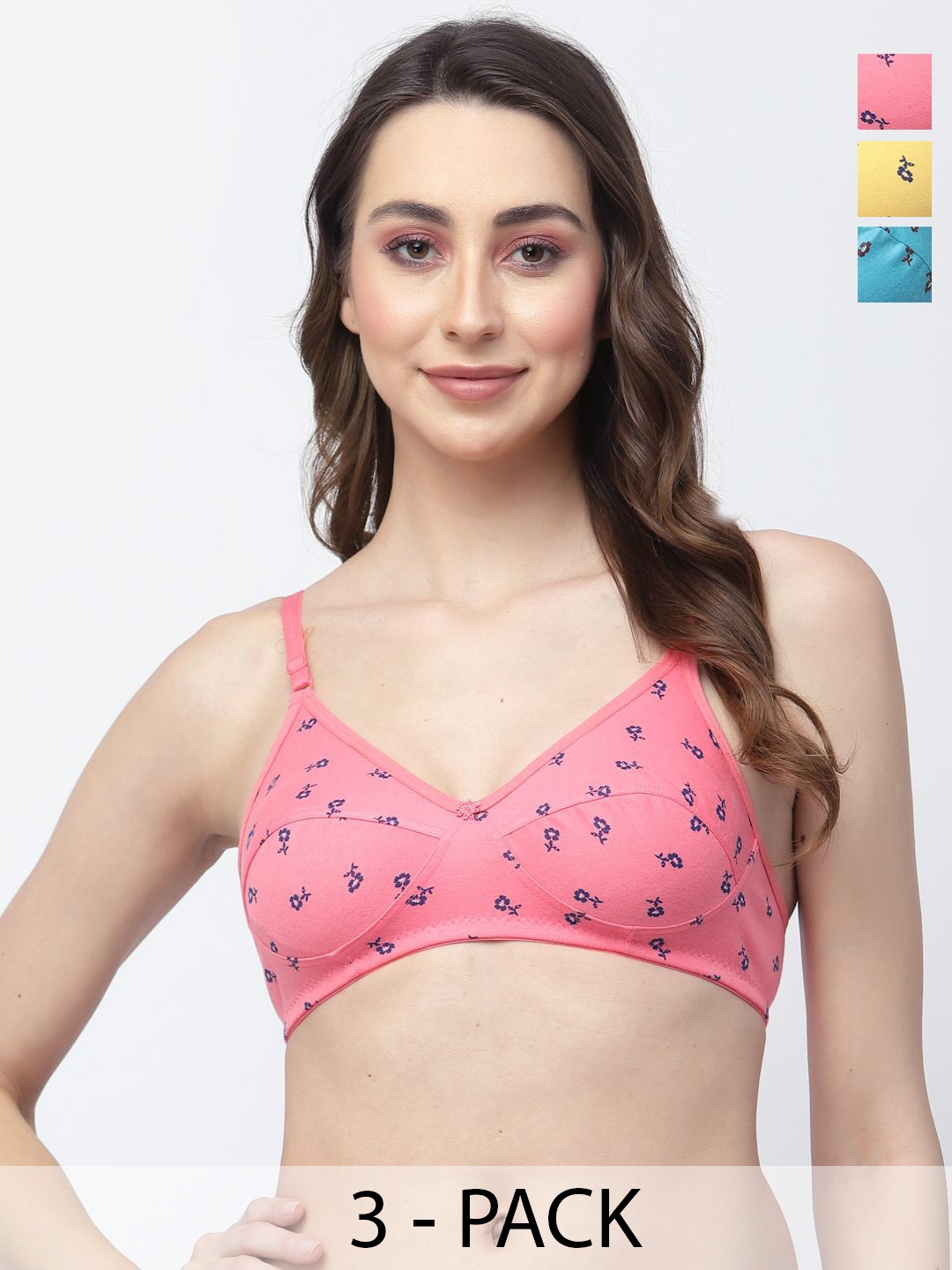 Docare Women Pack of 3 Everyday All Day Comfort Flora Printed Full Coverage Bra, Blue
Docare Women Pack of 3 Everyday All Day Comfort Flora Printed Full Coverage Bra, Blue