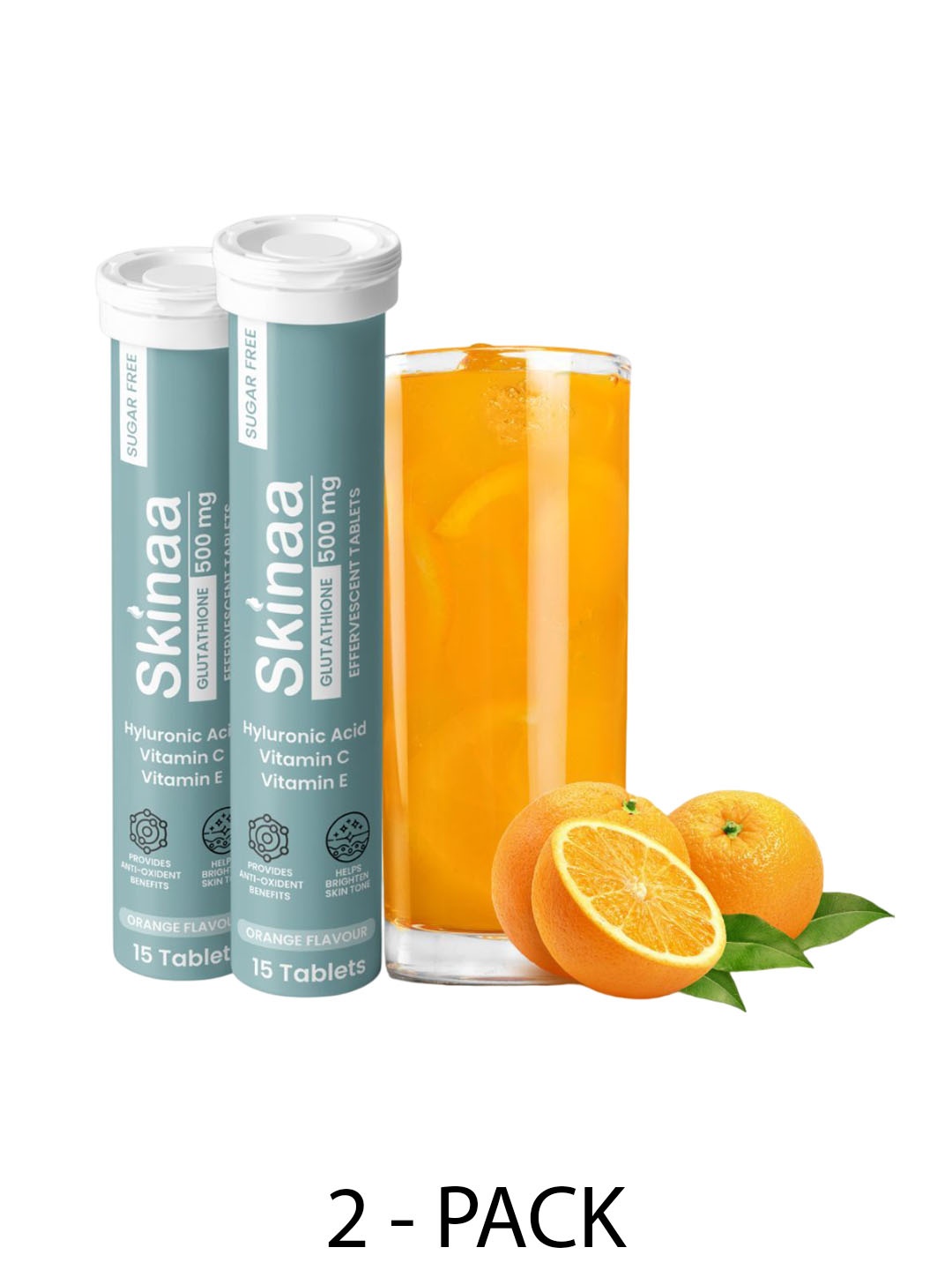SKINAA Set of 2 Orange Flavoured Glutathione 500mg Effervescent Tablets - 15 Nos Each, Grey
SKINAA Set of 2 Orange Flavoured Glutathione 500mg Effervescent Tablets - 15 Nos Each, Grey