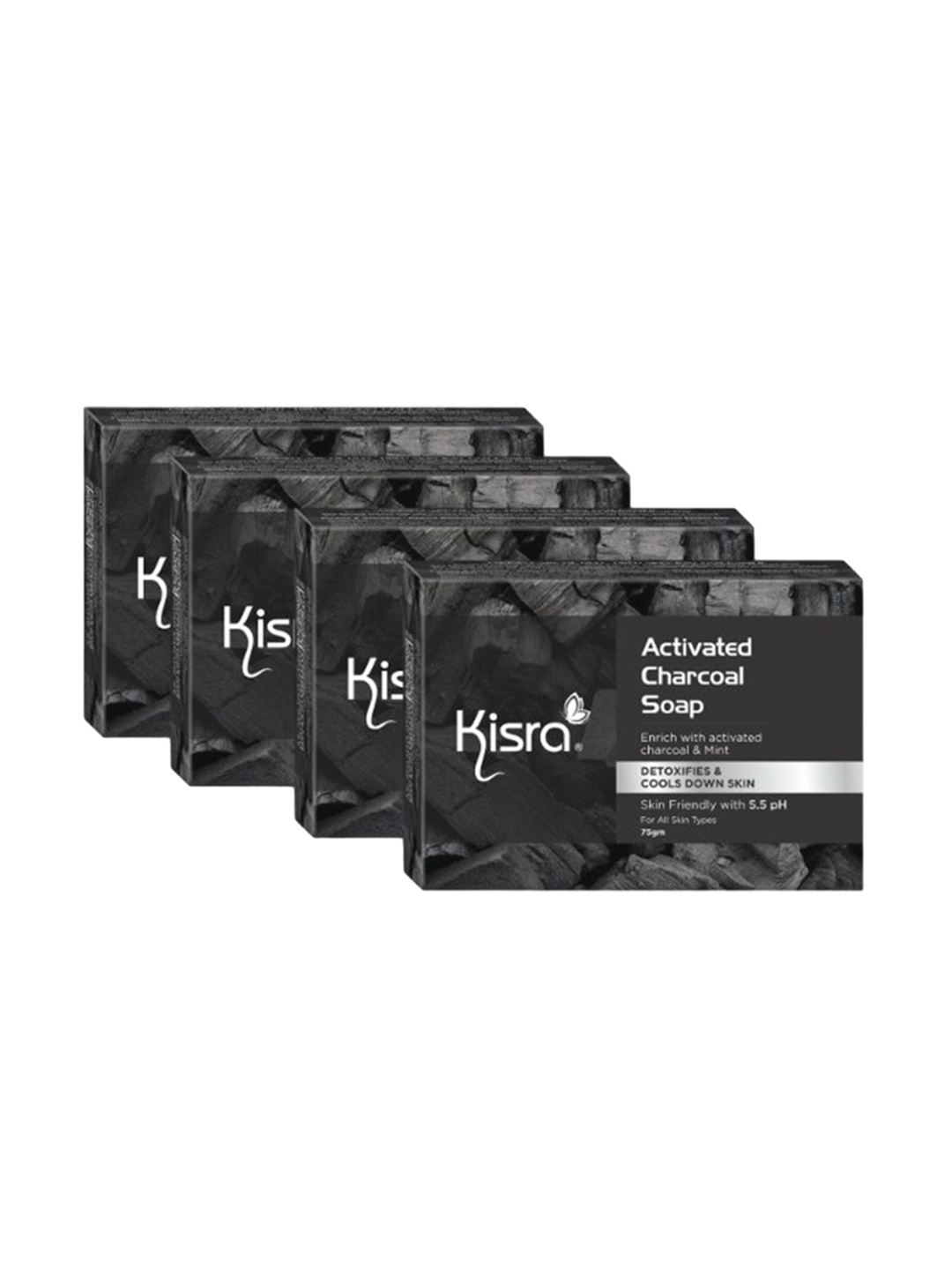 KISRA Set Of 4 Activated Charcoal Anti Pollution & Cooling Freshness Soaps - 75 g Each, Black
KISRA Set Of 4 Activated Charcoal Anti Pollution & Cooling Freshness Soaps - 75 g Each, Black