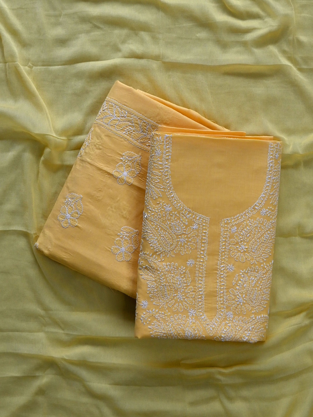 Seva Chikan Ethnic Motifs Embroidered Lucknowi Chikankari Unstitched Dress Material, Yellow
Seva Chikan Ethnic Motifs Embroidered Lucknowi Chikankari Unstitched Dress Material, Yellow