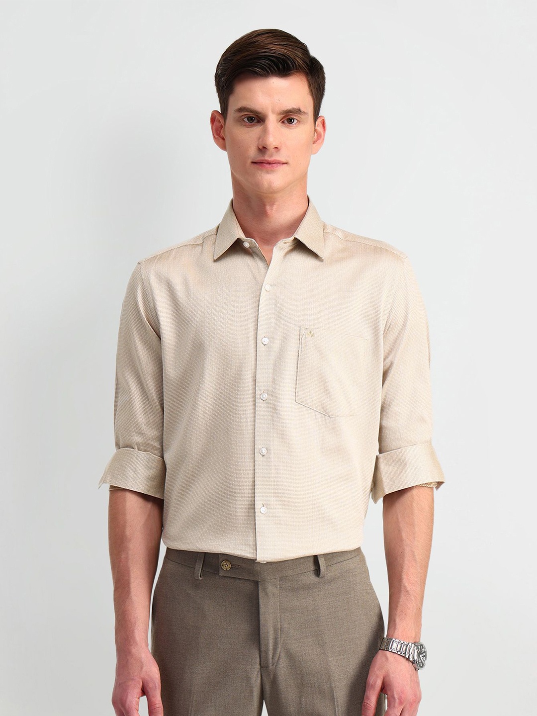 Arrow Men Manhattan Spread Collar Micro Ditsy Self Design Cotton Slim Fit Formal Shirt, Khaki
Arrow Men Manhattan Spread Collar Micro Ditsy Self Design Cotton Slim Fit Formal Shirt, Khaki
