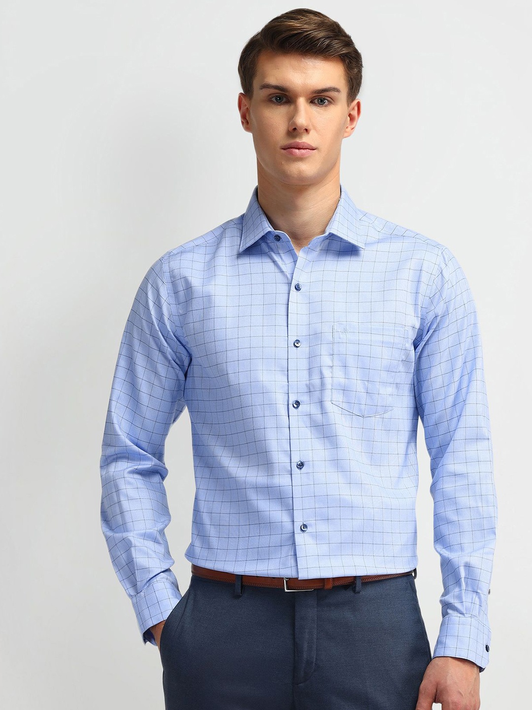 Arrow Men Manhattan Spread Collar Gingham Checked Cotton Slim Fit Formal Shirt, Blue
Arrow Men Manhattan Spread Collar Gingham Checked Cotton Slim Fit Formal Shirt, Blue