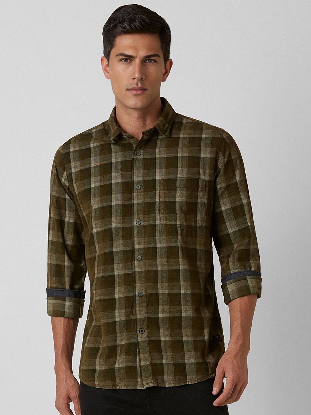 VAN HEUSEN DENIM LABS Men Spread Collar Checked Cotton Slim Fit Casual Shirt, Olive
VAN HEUSEN DENIM LABS Men Spread Collar Checked Cotton Slim Fit Casual Shirt, Olive