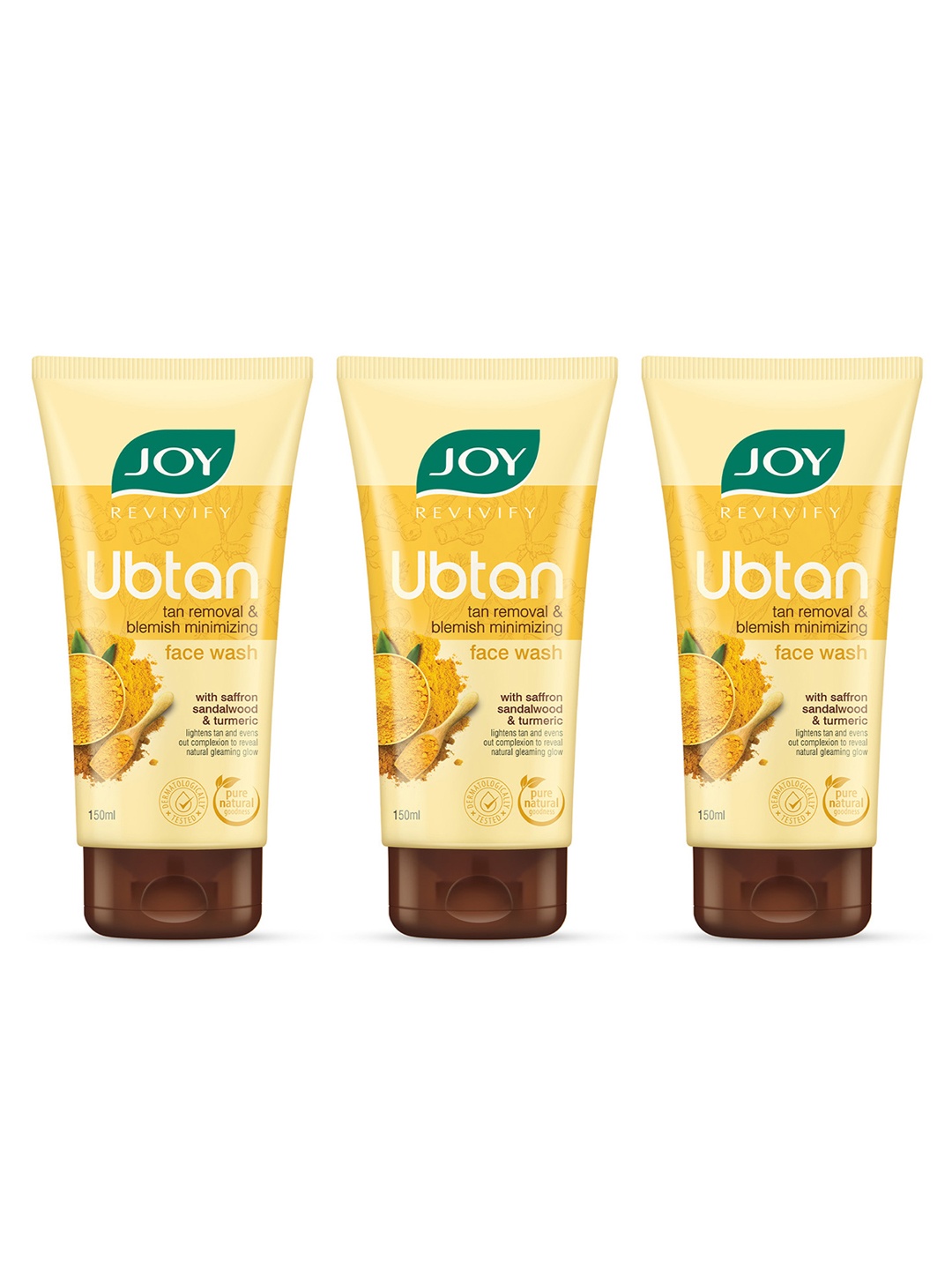 JOY Set Of 3 Revivify Tan Removal Ubtan Face Wash For Bright & Glowing Skin - 150ml Each, Yellow
JOY Set Of 3 Revivify Tan Removal Ubtan Face Wash For Bright & Glowing Skin - 150ml Each, Yellow