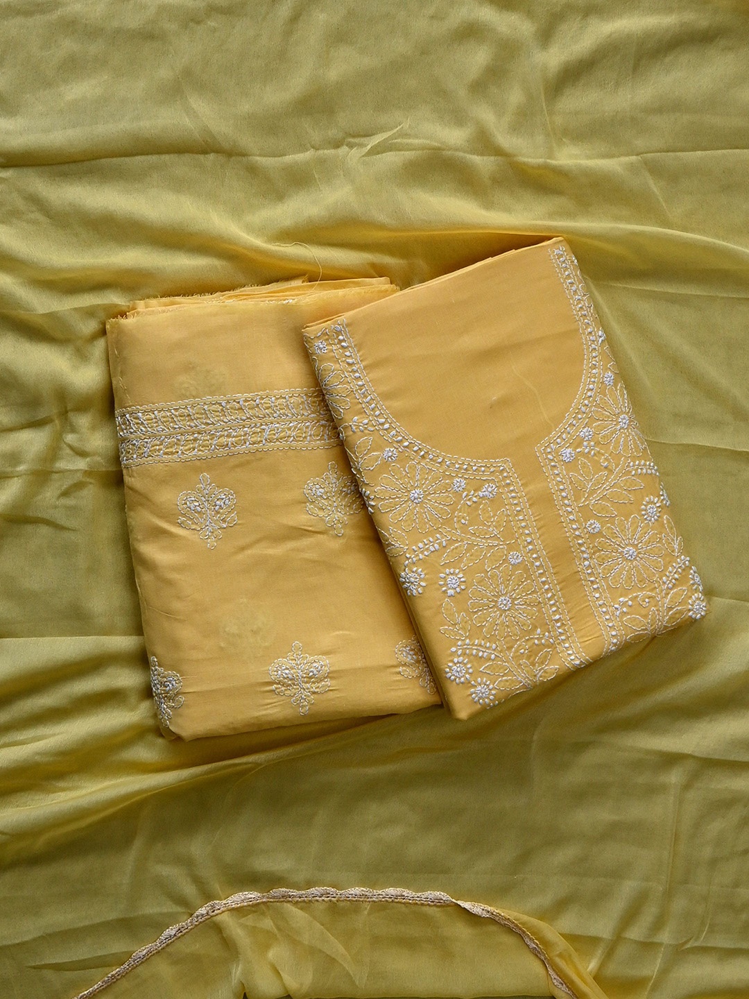 Seva Chikan Ethnic Motifs Embroidered Lucknowi Chikankari Unstitched Dress Material, Yellow
Seva Chikan Ethnic Motifs Embroidered Lucknowi Chikankari Unstitched Dress Material, Yellow
