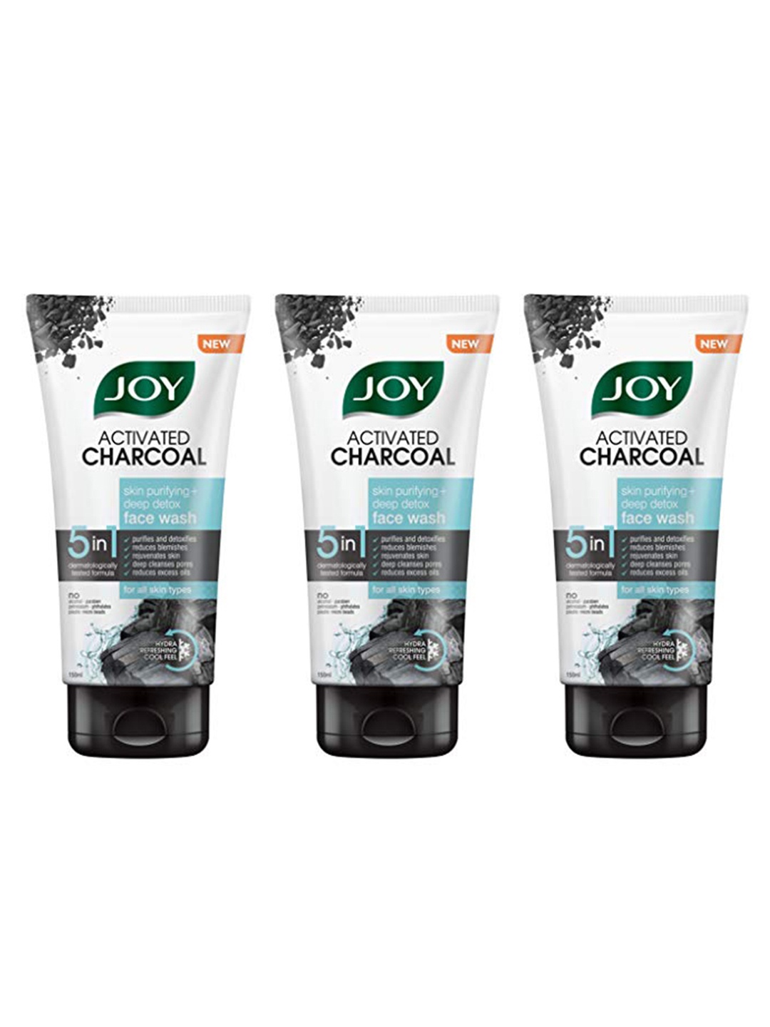 JOY Set Of 3 Activated Charcoal Face Wash For Oil Control & Dirt Removal - 150ml Each, White
JOY Set Of 3 Activated Charcoal Face Wash For Oil Control & Dirt Removal - 150ml Each, White