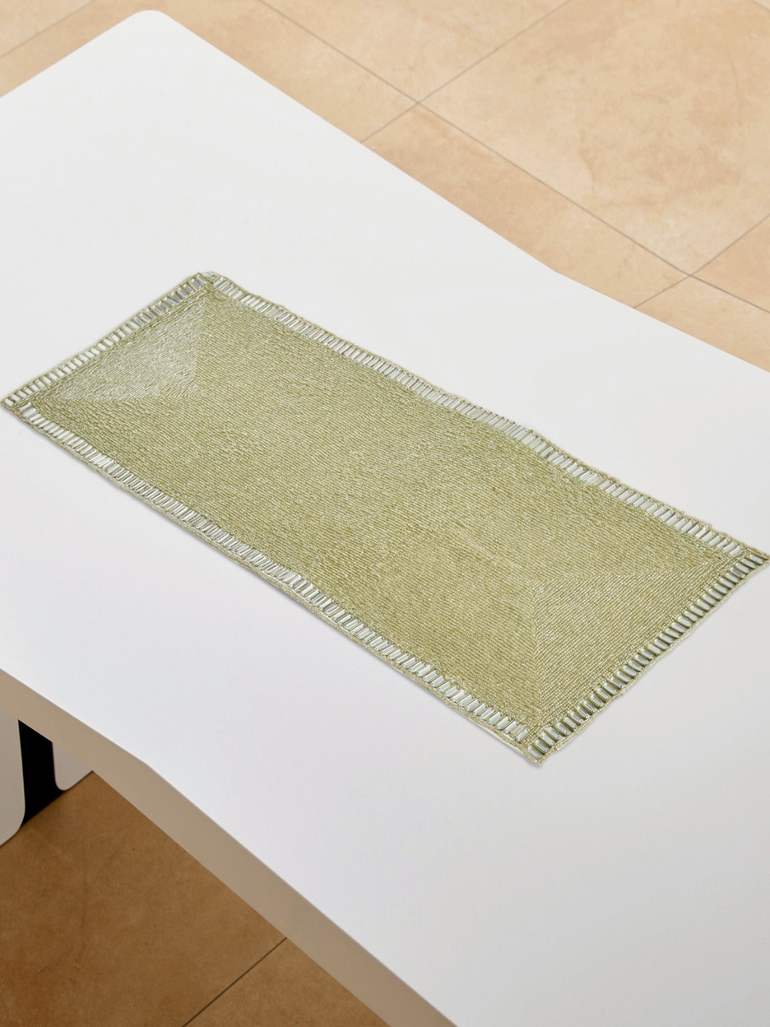Home Centre Green & White Beaded Table Runner 
Home Centre Green & White Beaded Table Runner