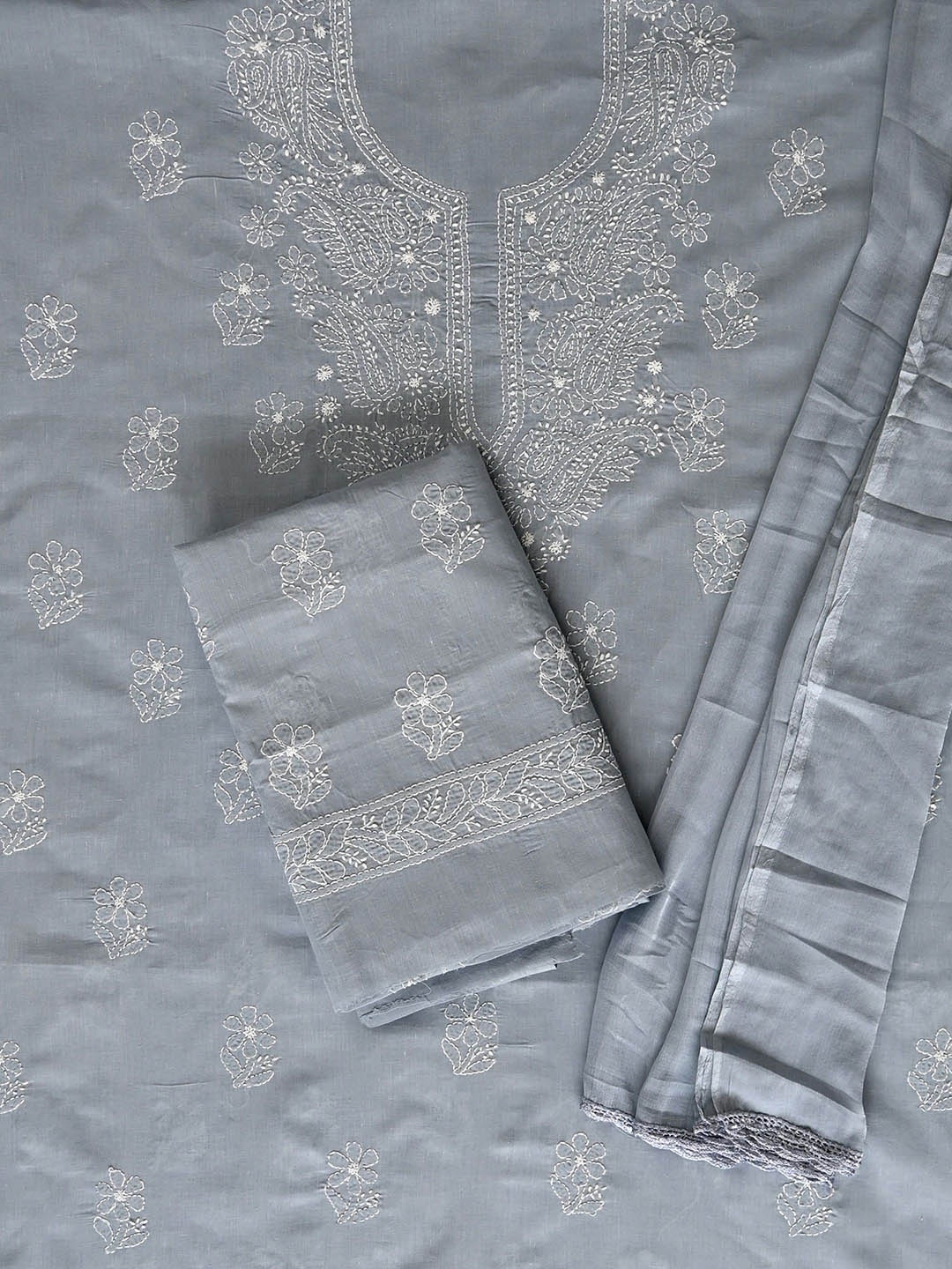 Seva Chikan Ethnic Motifs Embroidered Lucknowi Chikankari Unstitched Dress Material, Grey
Seva Chikan Ethnic Motifs Embroidered Lucknowi Chikankari Unstitched Dress Material, Grey