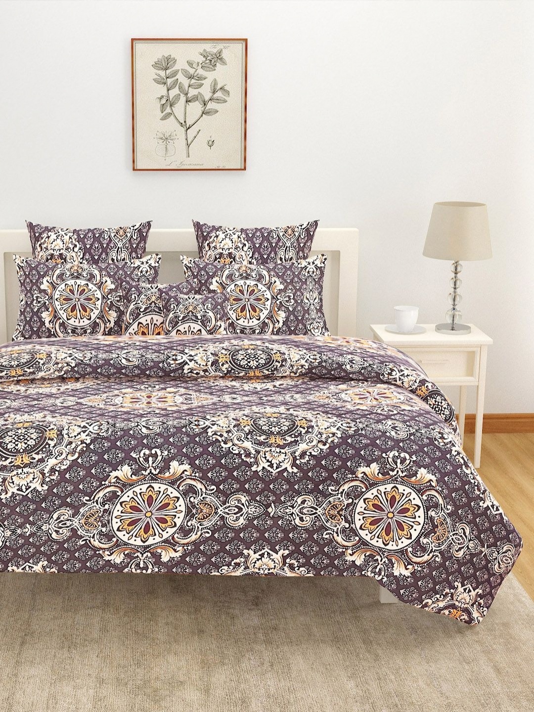 SWAYAM Brown & Cream-Coloured Floral Printed 160 TC King Bedsheet Set 2.28 m x 2.54 m
SWAYAM Brown & Cream-Coloured Floral Printed 160 TC King Bedsheet Set 2.28 m x 2.54 m