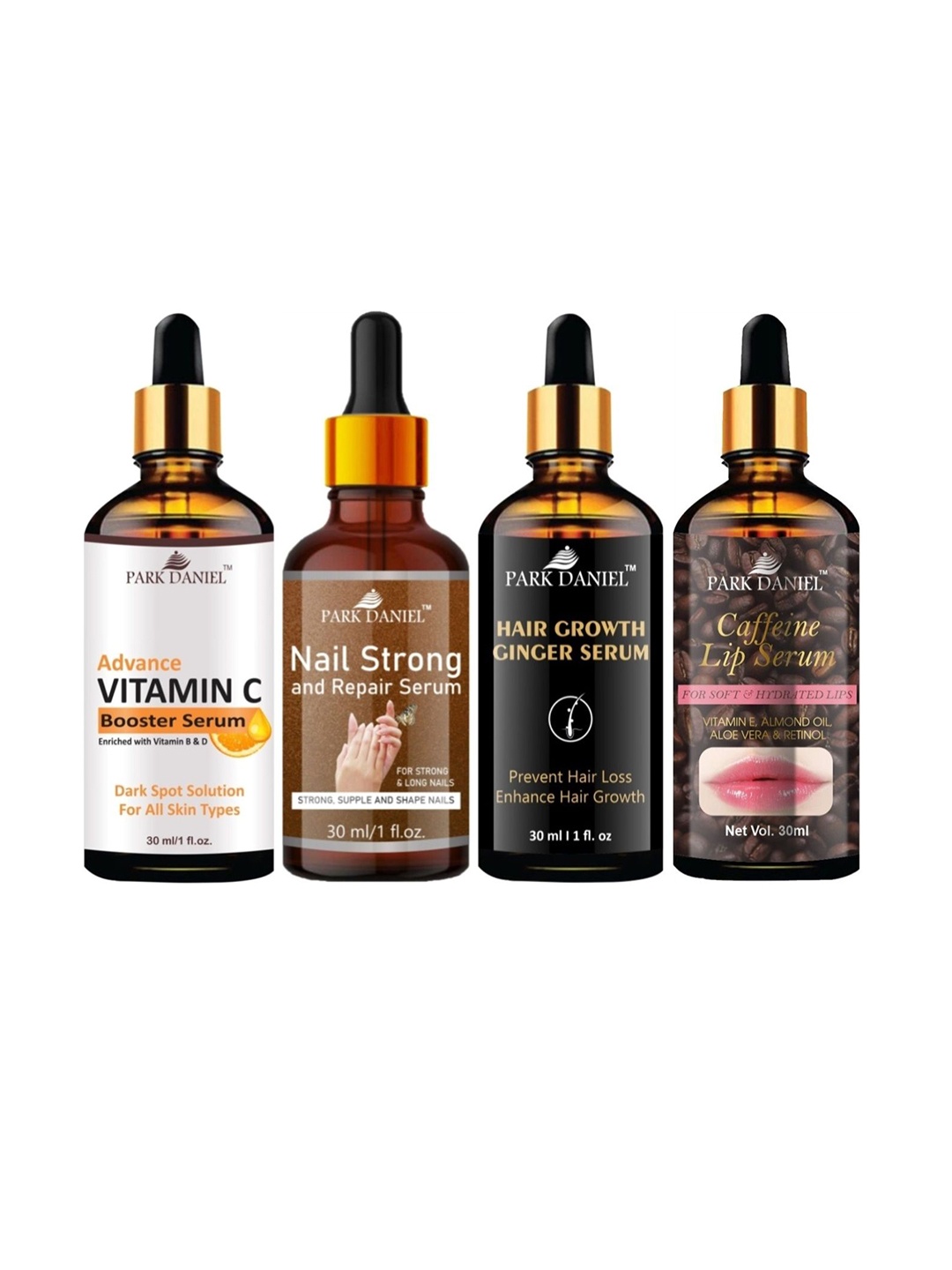 Park Daniel Set Of 4 Vitamin C Booster Serum, Lip Serum, Nail & Hair Serum - 30 ml Each, Multi
Park Daniel Set Of 4 Vitamin C Booster Serum, Lip Serum, Nail & Hair Serum - 30 ml Each, Multi