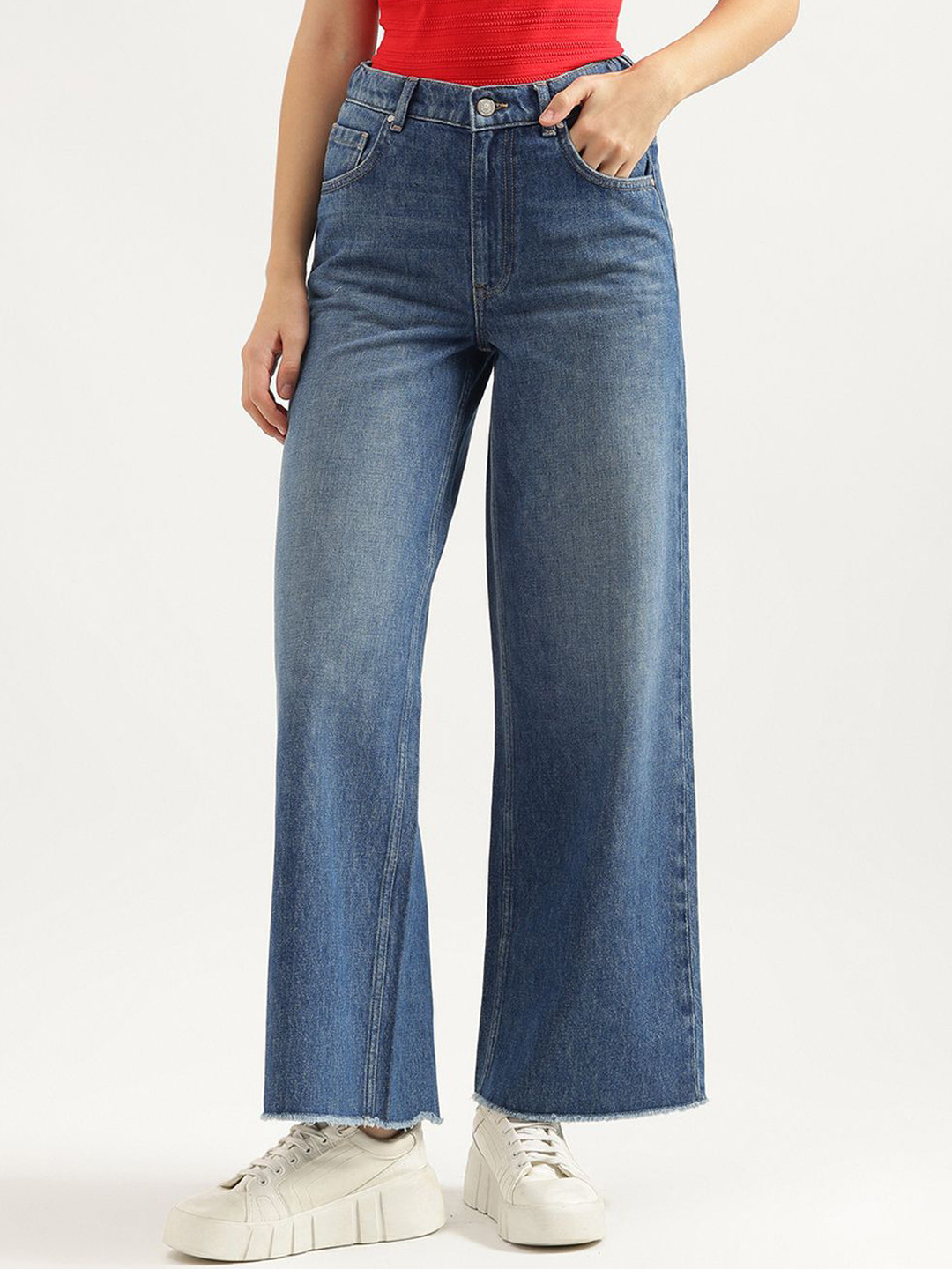 United Colors of Benetton Women Cotton Wide Leg High-Rise Jeans, Blue
United Colors of Benetton Women Cotton Wide Leg High-Rise Jeans, Blue