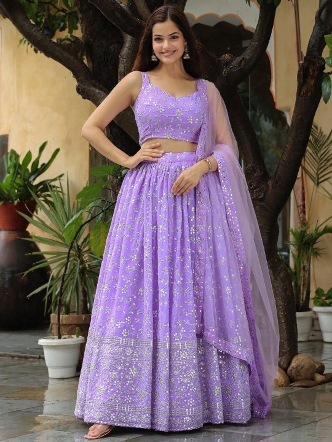 Fusionic Embroidered Sequinned Semi-Stitched Lehenga & Unstitched Blouse With Dupatta, Lavender
Fusionic Embroidered Sequinned Semi-Stitched Lehenga & Unstitched Blouse With Dupatta, Lavender
