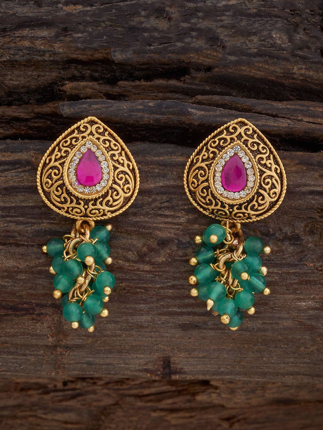 Kushal's Fashion Jewellery Gold-Plated Teardrop Shaped Cubic Zirconia Studded Earrings, Red
Kushal's Fashion Jewellery Gold-Plated Teardrop Shaped Cubic Zirconia Studded Earrings, Red