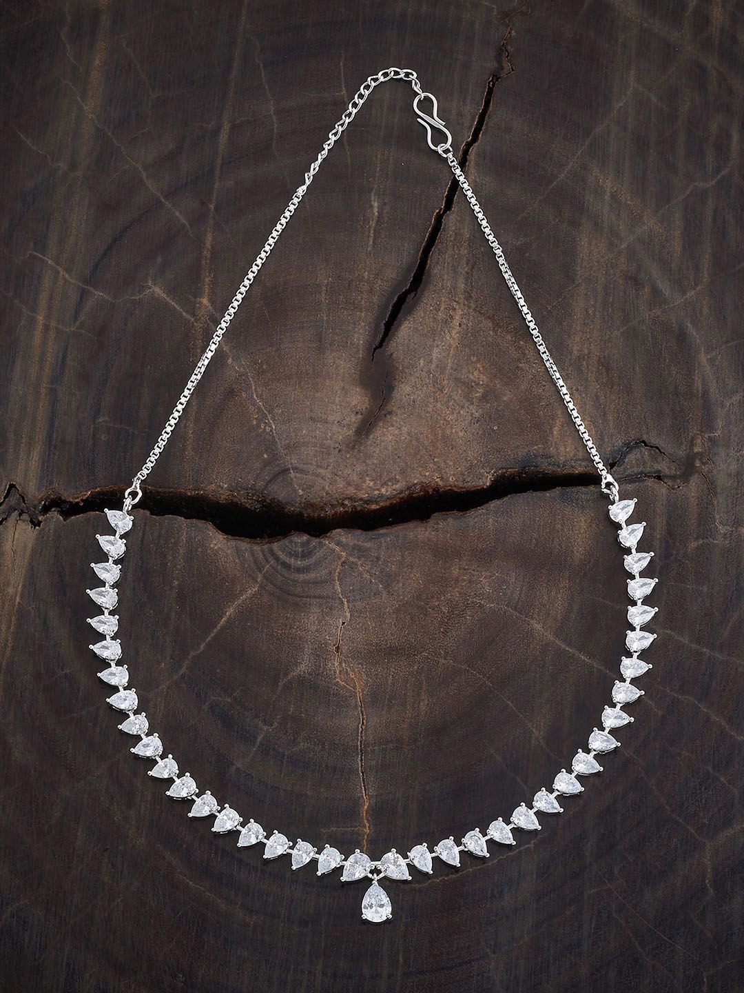 Kushal's Fashion Jewellery Rhodium-Plated Cubic Zirconia Stone Studded Necklace, Silver
Kushal's Fashion Jewellery Rhodium-Plated Cubic Zirconia Stone Studded Necklace, Silver