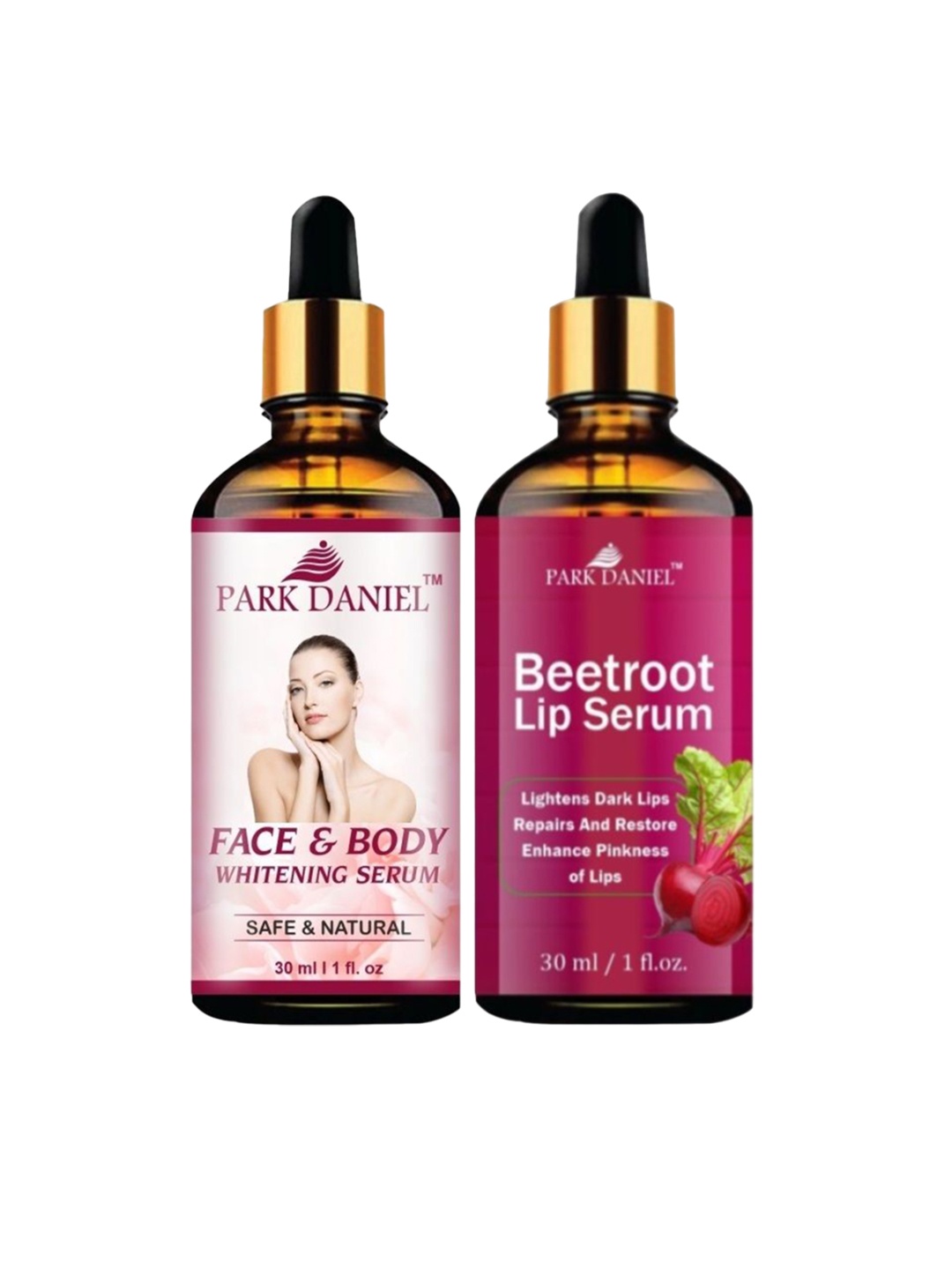 Park Daniel Set of Beetroot Lip Serum & Face-Body Whitening Serum - 30 ml each, Pink
Park Daniel Set of Beetroot Lip Serum & Face-Body Whitening Serum - 30 ml each, Pink