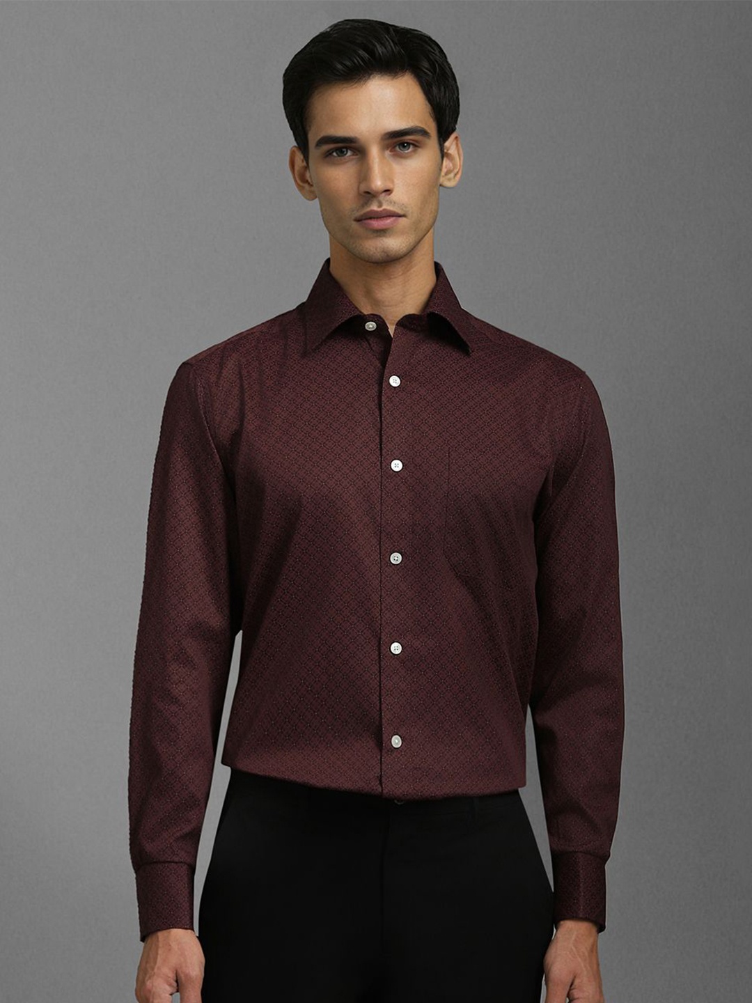 Louis Philippe Men Classic Spread Collar Geometric Printed Cotton Formal Shirt, Brown
Louis Philippe Men Classic Spread Collar Geometric Printed Cotton Formal Shirt, Brown