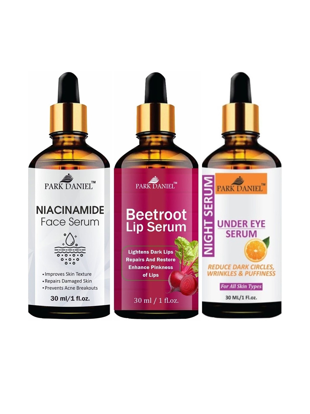 Park Daniel Niacinamide Face Serum & Beetroot Lip Serum With Under Eye Serum-30ml each, Multi
Park Daniel Niacinamide Face Serum & Beetroot Lip Serum With Under Eye Serum-30ml each, Multi