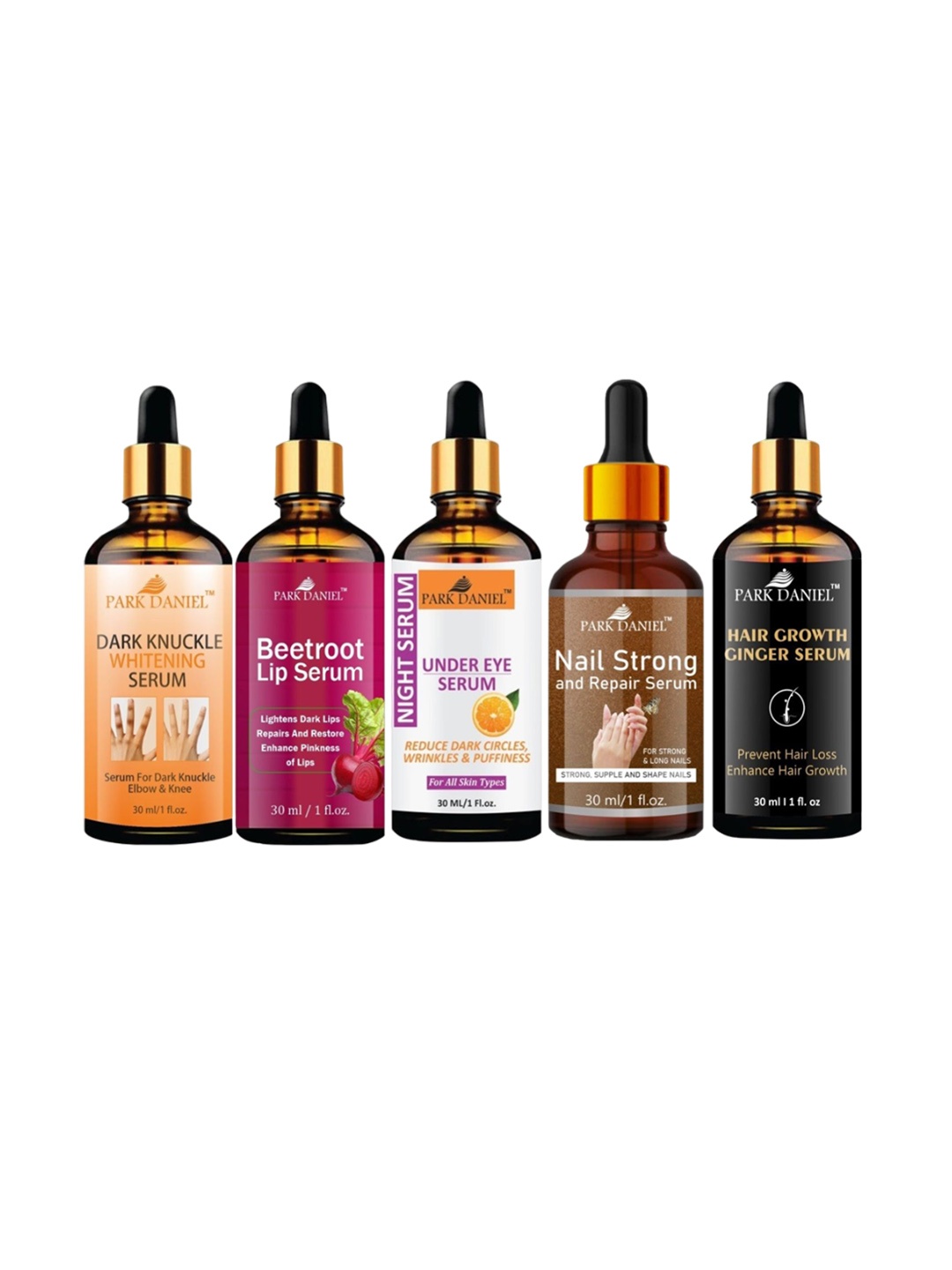 Park Daniel Set Of Whitening, Lip, Under Eye, Nail, & Hair Growth Serum - 30ml Each, Black
Park Daniel Set Of Whitening, Lip, Under Eye, Nail, & Hair Growth Serum - 30ml Each, Black
